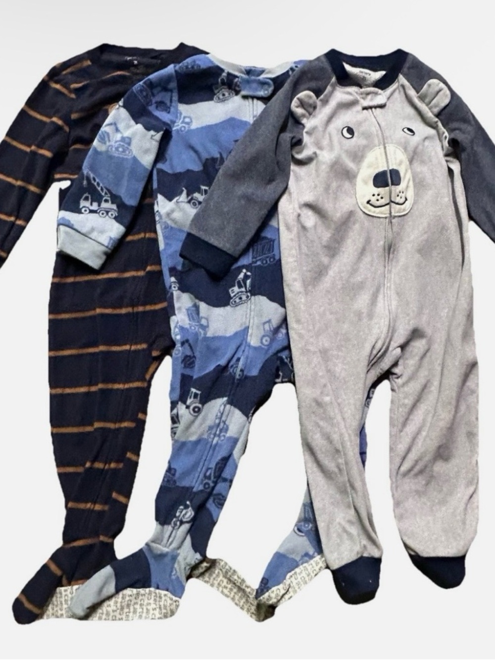 Toddler Boys Fleece Footie Pajamas Size 2T Animals Construction Cold Weather